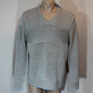 NWT Black 1826 Brown v neck 100% linen silver  gray cozy sweater men size XL